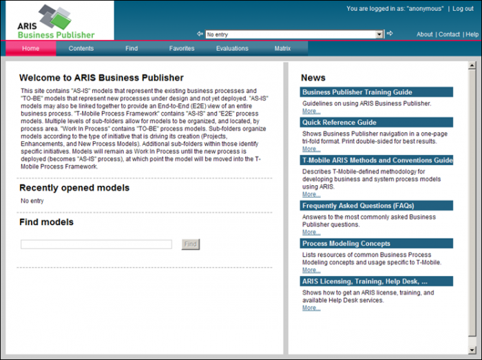 Example - ARIS BP Home Page